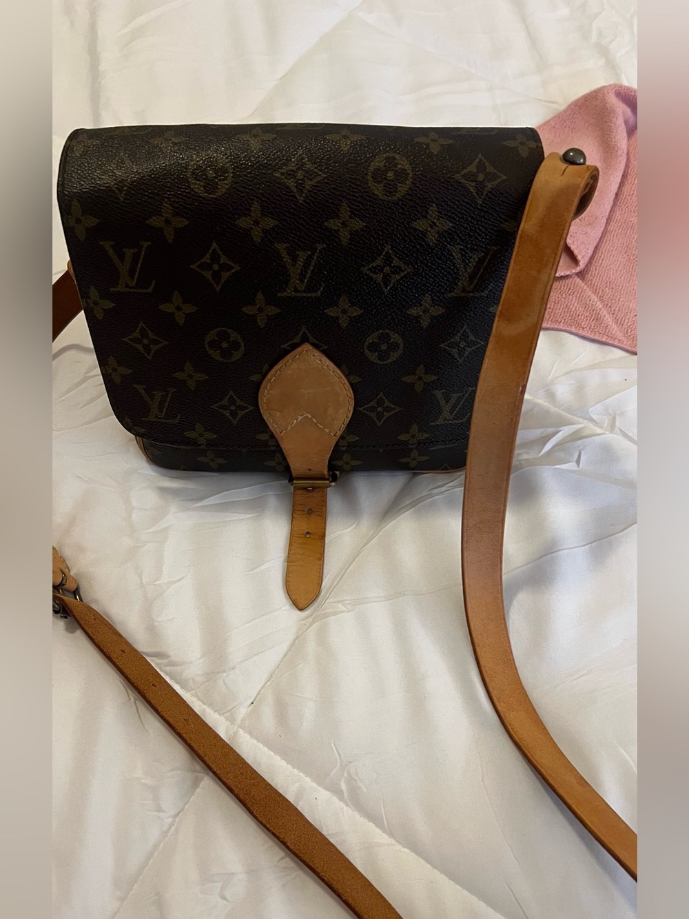 Louis Vuitton cartouchiere PM  Brown Monogram Crossbody with Tan Strap
